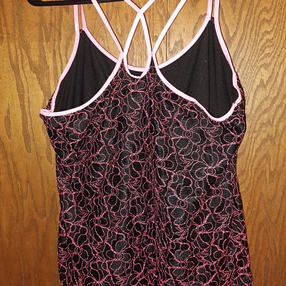 Maurices Large Lace Black and Pink Tank - Picture 2 of 5